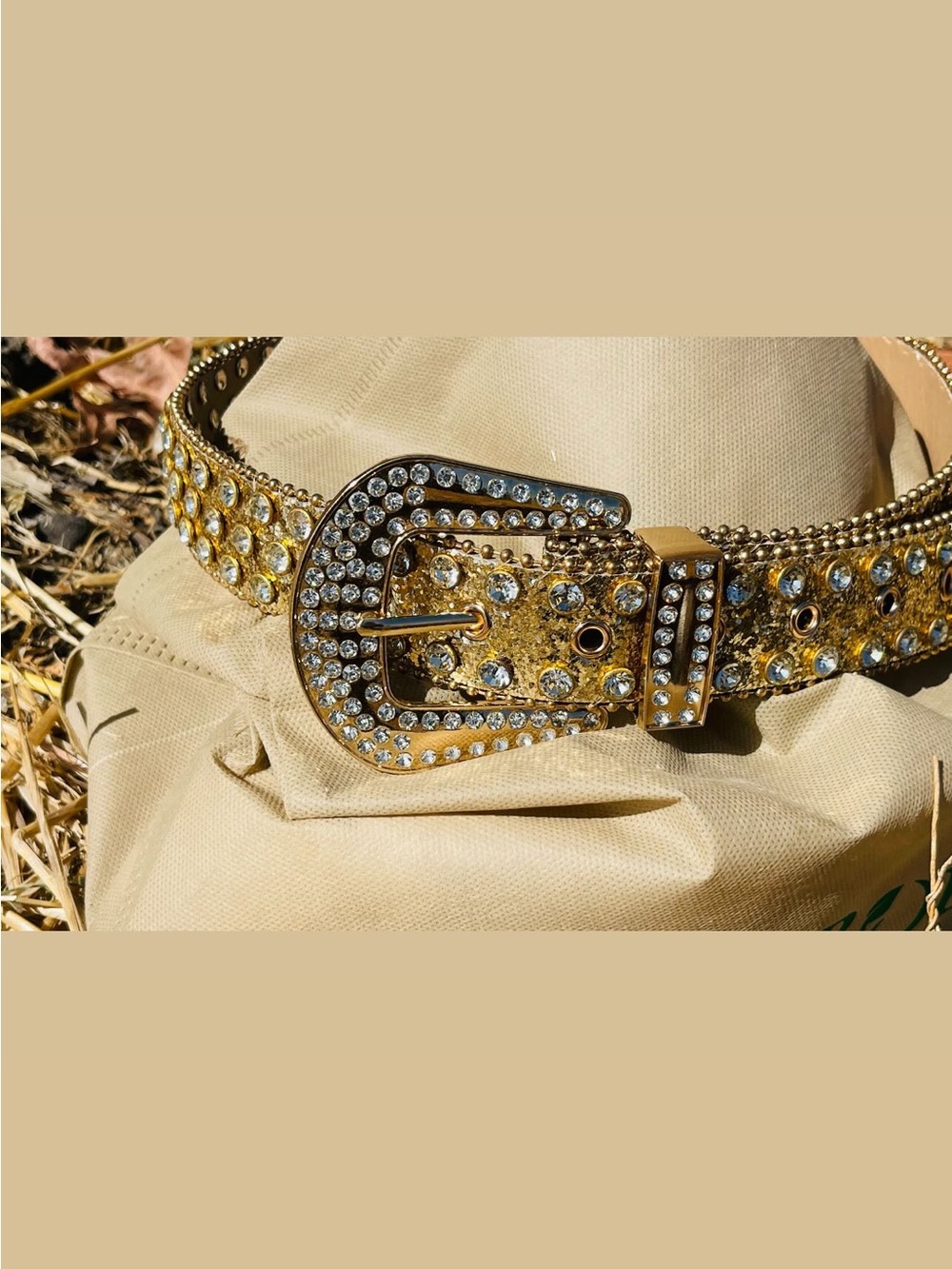 Rhinestone gold belt - Picture 2 of 3
